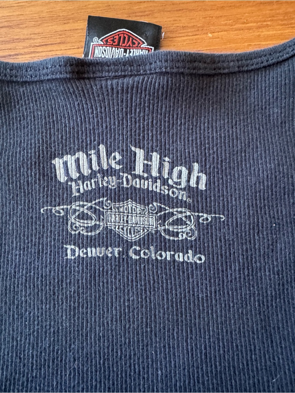 Mile High Harley-Davidson Graphic Tee - black  with White Print women’s